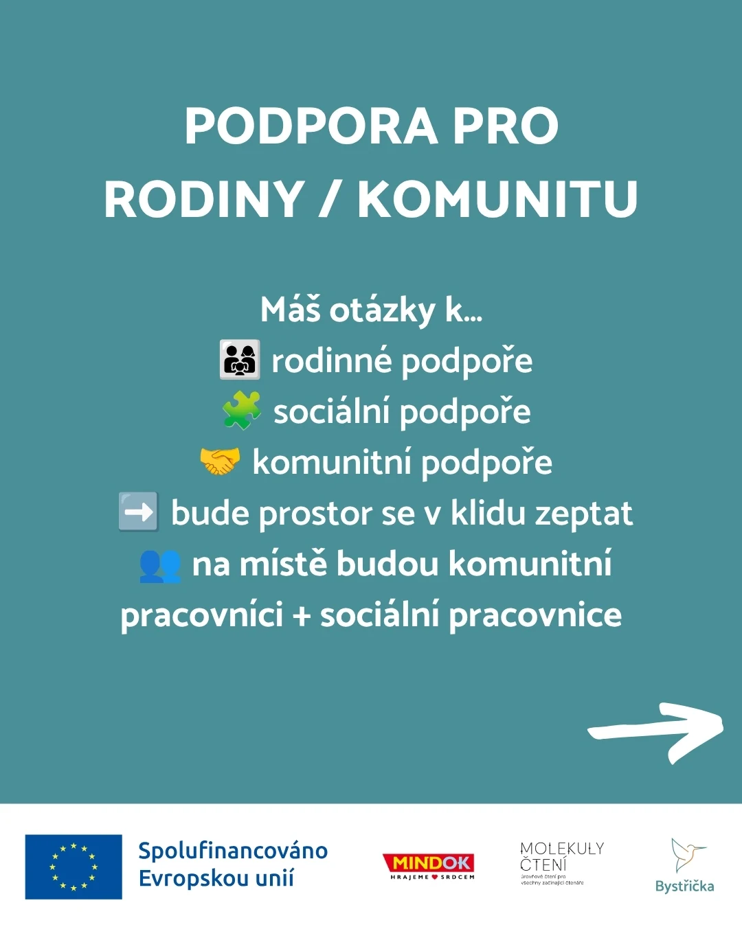 Podpora pro rodiny a komunitu: prostor pro otázky sociálním a komunitním pracovníkům.